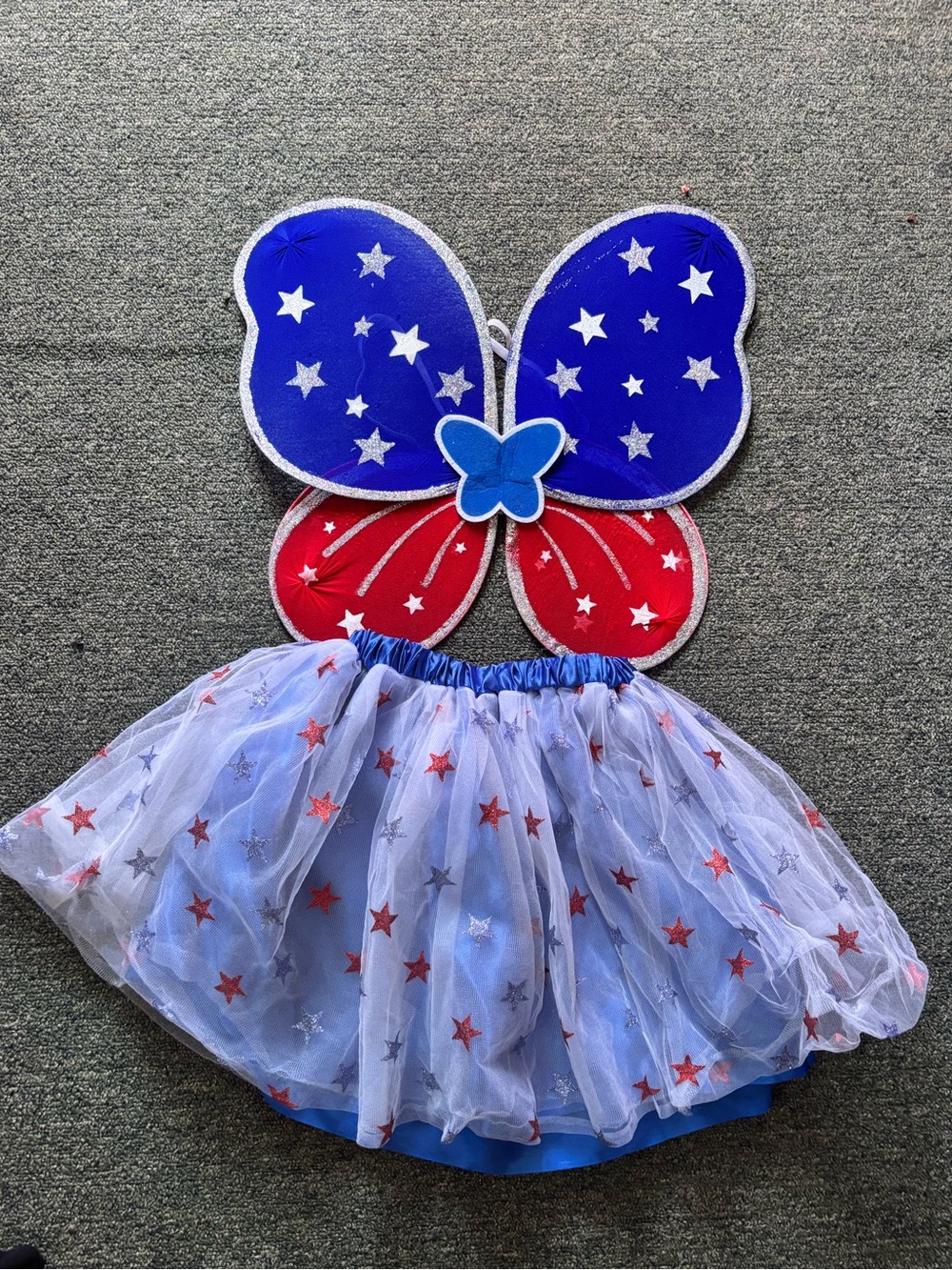 Patriotic Star Butterfly Costume Set for Kids - Blue & Red